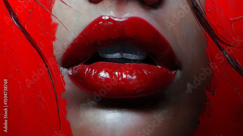Close-Up of Red Lips – Sensual Beauty and Glamour Lip Makeup Photography