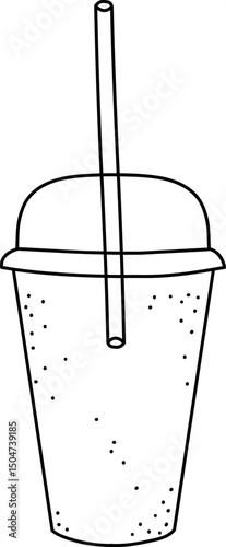 Soda Cup with Straw Sketch