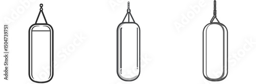 Line art icon set of isolated boxing bags designed for fitness and training activities