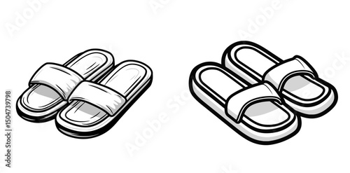 Stylish line art icon featuring isolated sandals in a minimalist design