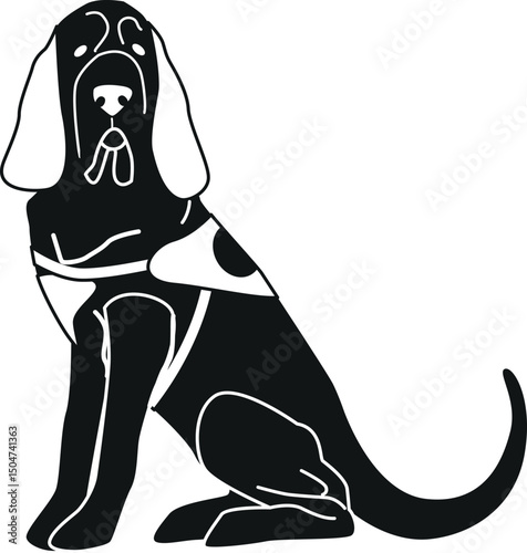 Pedigreed rescue dog assistant vector illustration