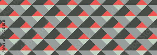 Modern Geometric Seamless Pattern – Minimalist Triangles in Gray, Red, and Mint.