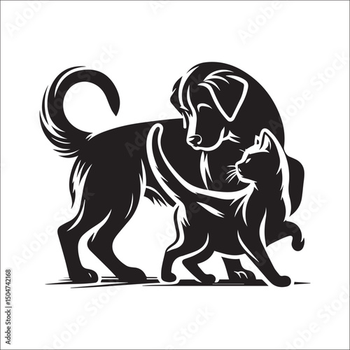 silhouette of a dog and cat