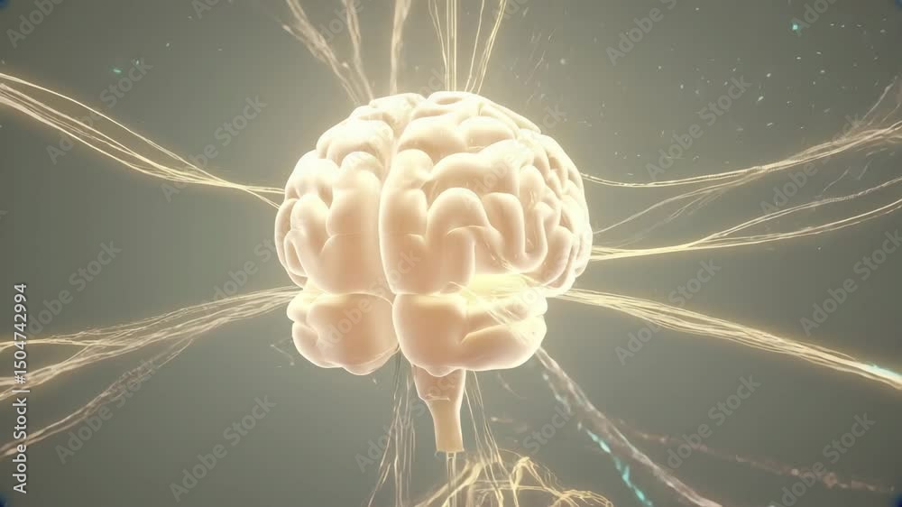 Abstract Digital Brain and Neural Network Visualization_ Glowing Connections and Information Flow