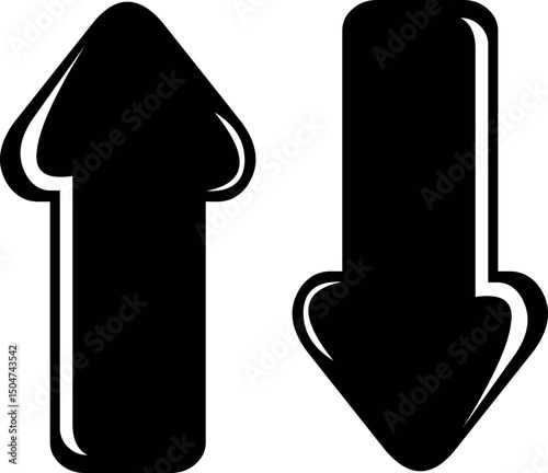 vector illustration black and white icon two arrows indicating up down direction sense
