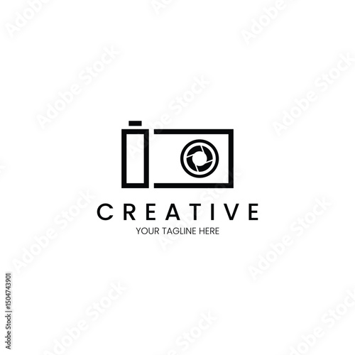 Minimalist logo design with letter O and camera for your brand