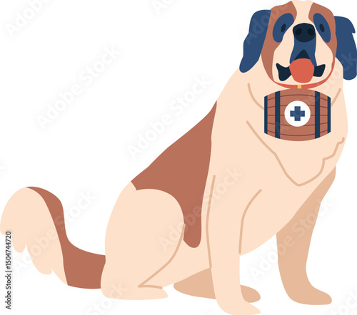 Saint Bernard rescue dog vector illustration
