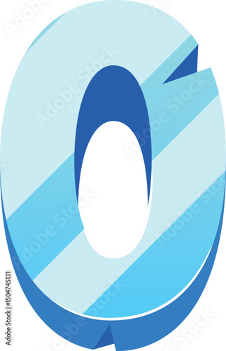 Zero number ice font vector illustration