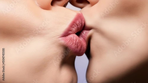 Close-up of woman's puckered lips for kiss