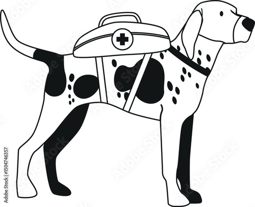 Avalanche rescue dog vector illustration