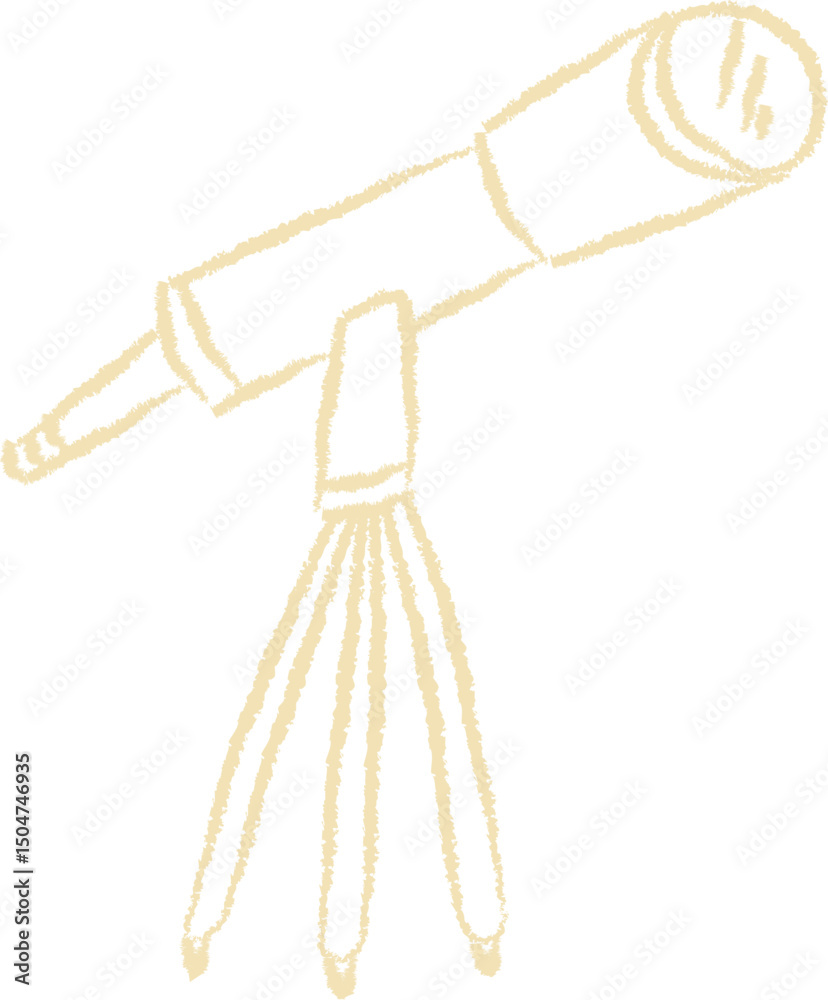Obraz premium Hand-Drawn Telescope on Tripod