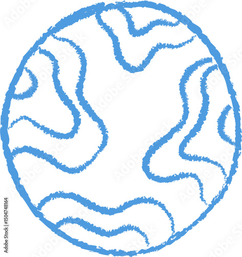 Crayon Earth with Wavy Lines