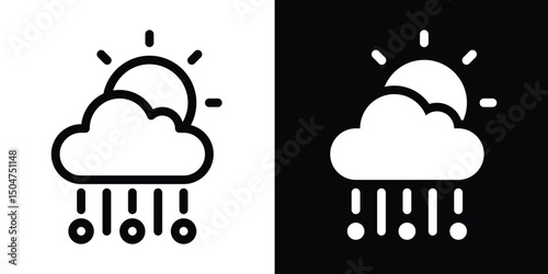 Weather Icon with Sun, Cloud, and Hail: Daytime Hailstorm Climate Symbol