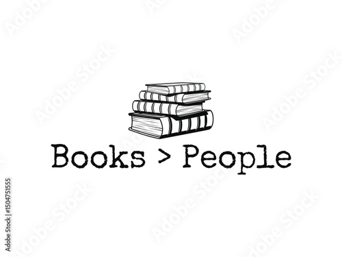 Books people trendy and fun minimal book lover t shirt design 