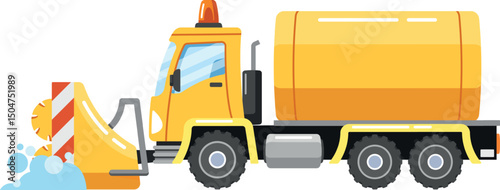 Snowplow lorry with dipper vector illustration