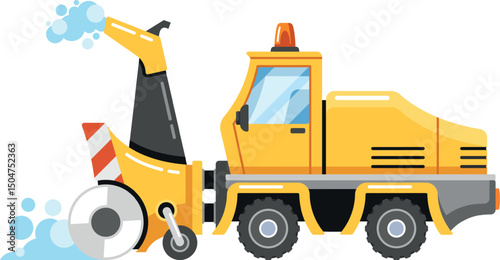 Snowplow backhoe land vehicle vector illustration
