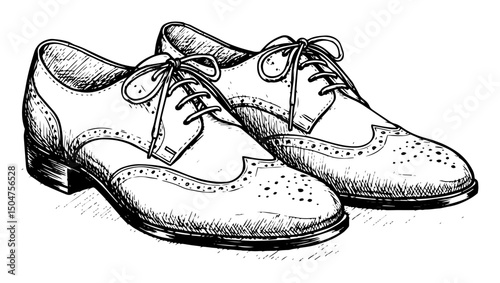 classic men shoes vintage line art illustration