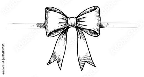 ribbon bow decorative outline sketch illustration