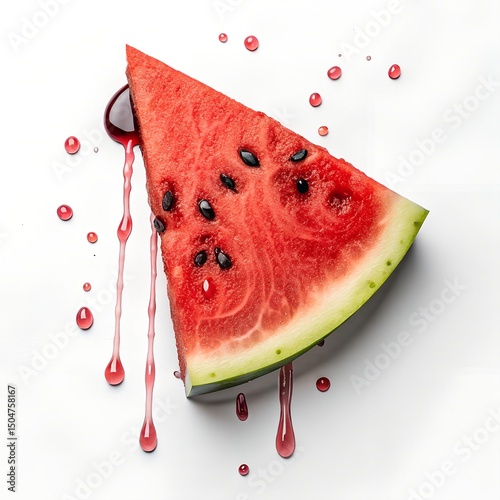 Juicy Slice of Watermelon on White Background