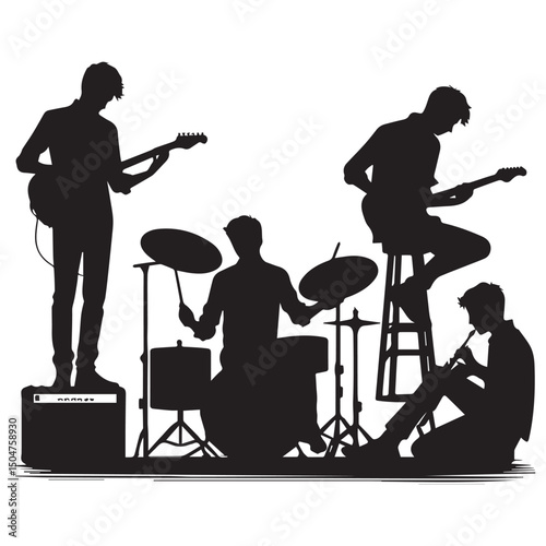 silhouette vector of people playing music
