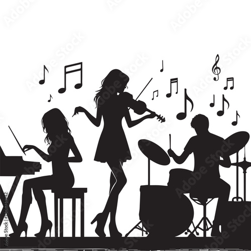 silhouette vector of people playing music