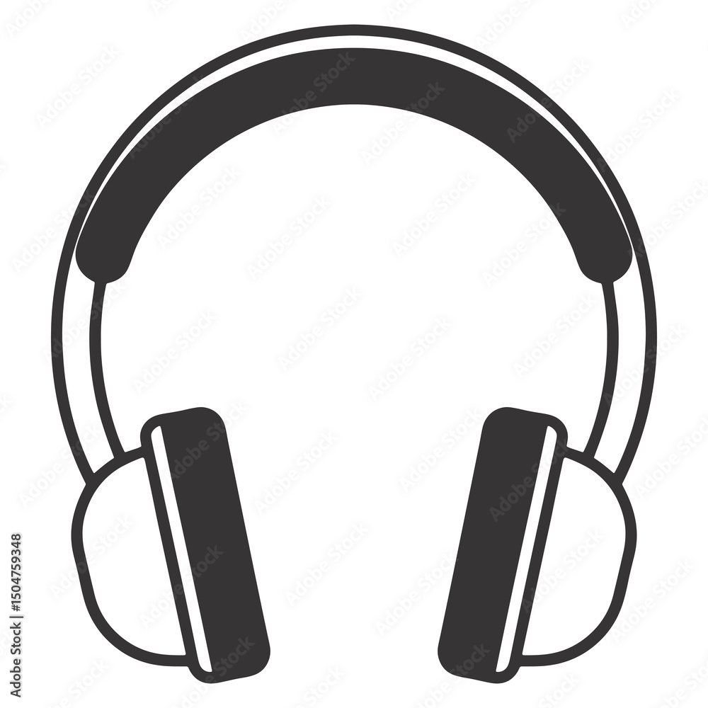 Obraz premium Headphone Silhouette Vector Art Illustration on White Background 
