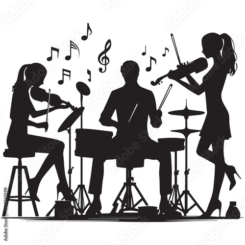 silhouette vector of people playing music