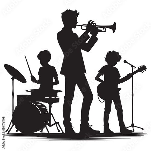 silhouette vector of people playing music