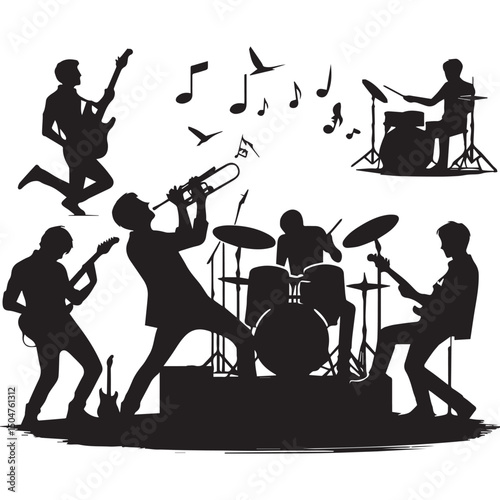 silhouette vector of people playing music