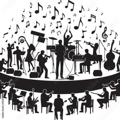 silhouette vector of people playing music