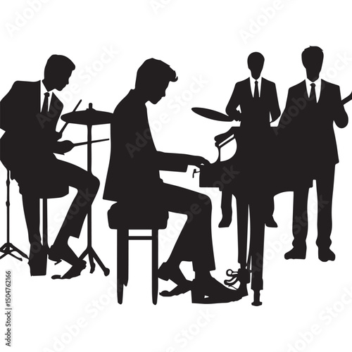 silhouette vector of people playing music