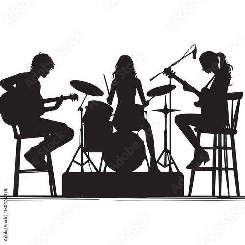 silhouette vector of people playing music