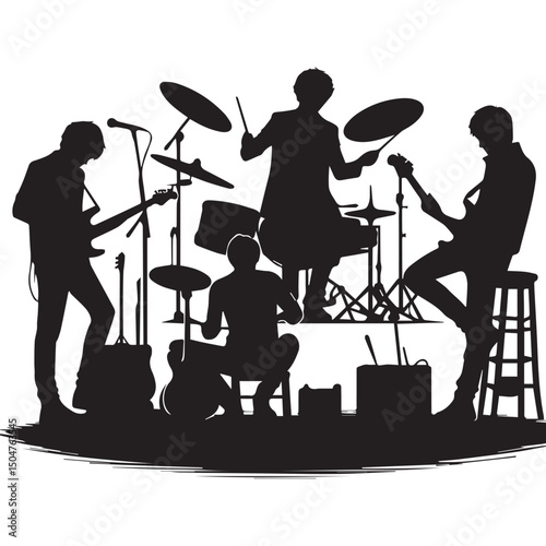 silhouette vector of people playing music