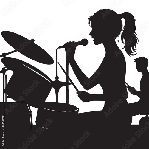 silhouette vector of people playing music