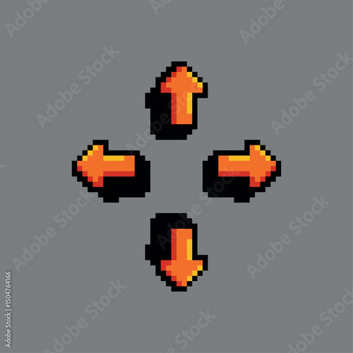 Orange arrows, pixel art illustration