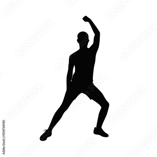 Silhouette of Man Stretching