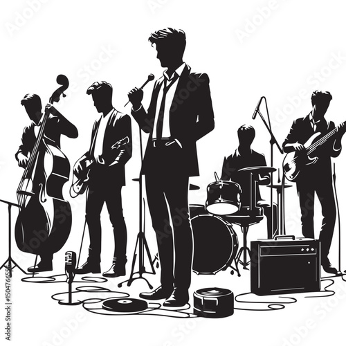 silhouette vector of people playing music