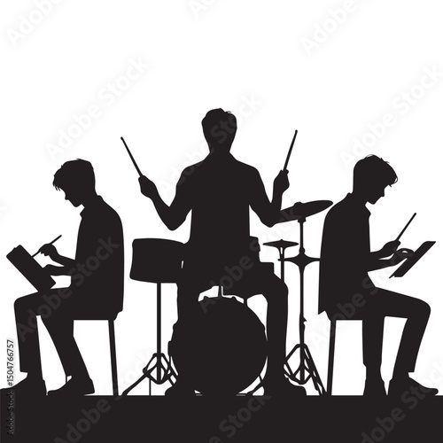 silhouette vector of people playing music