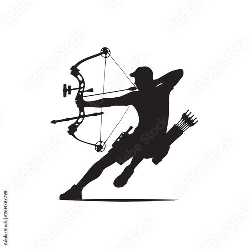silhouette of a person shooting archery, customizable vector image