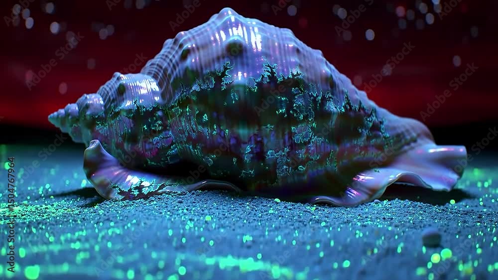 conch shell bioluminescent sand night