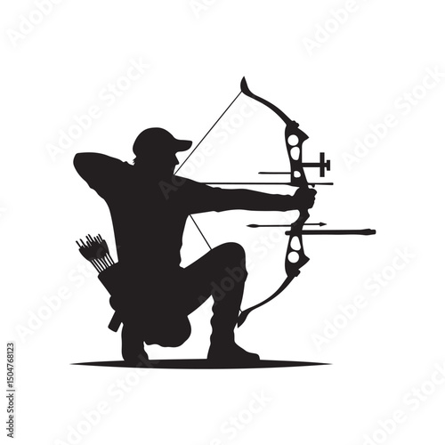 silhouette of a person shooting archery, customizable vector image