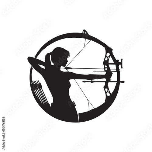 silhouette of a person shooting archery, customizable vector image