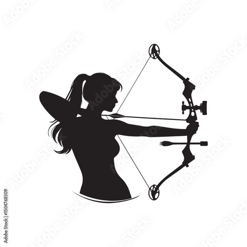 silhouette of a person shooting archery, customizable vector image