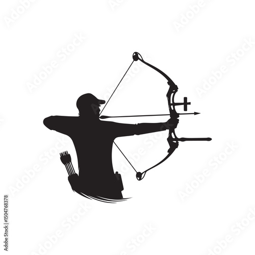 silhouette of a person shooting archery, customizable vector image