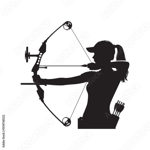 silhouette of a person shooting archery, customizable vector image