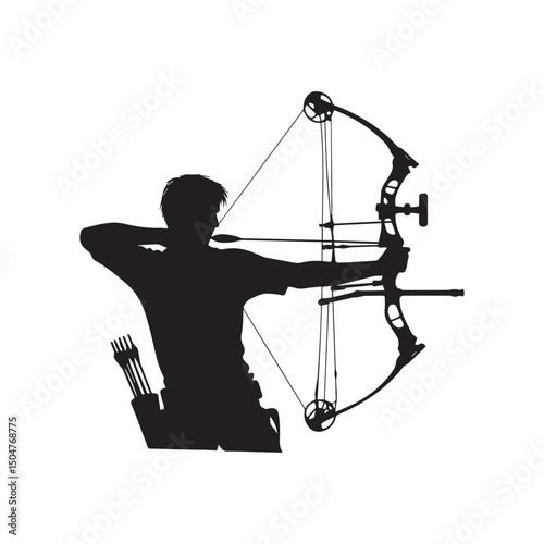 silhouette of a person shooting archery, customizable vector image