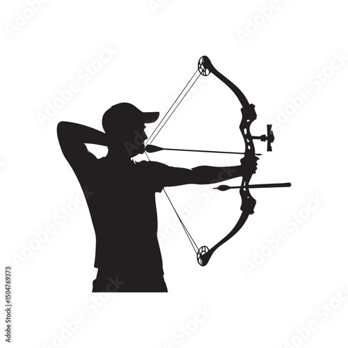 silhouette of a person shooting archery, customizable vector image