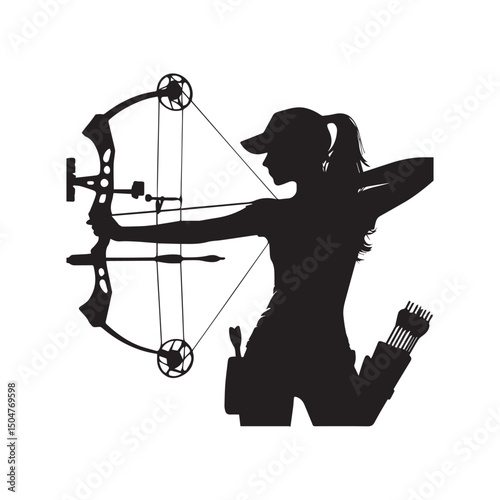 silhouette of a person shooting archery, customizable vector image