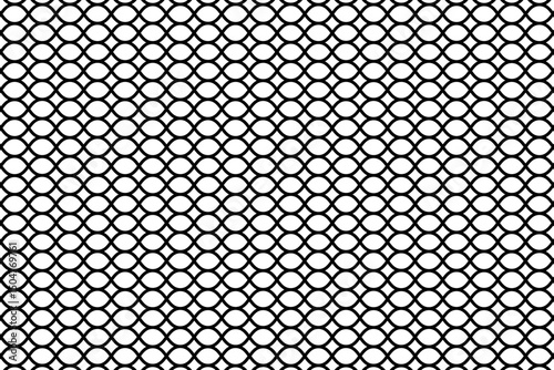 Wire or lace pattern. Black mesh texture isolated on white background. Metallic or fabric fence, fishnet, cage or lattice structure. Abstract geometric minimalistic print. Vector graphic Illustration.