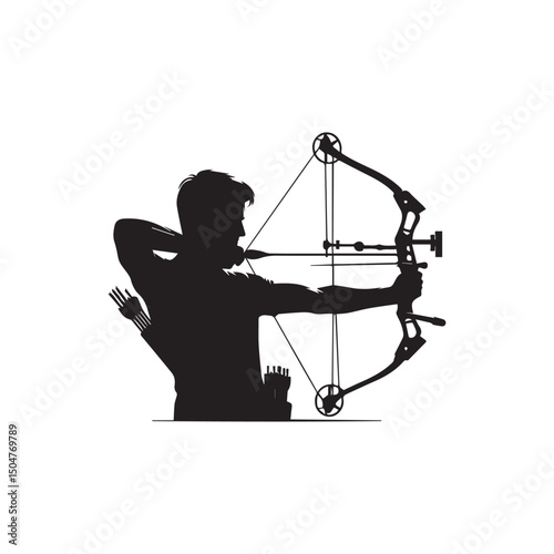silhouette of a person shooting archery, customizable vector image